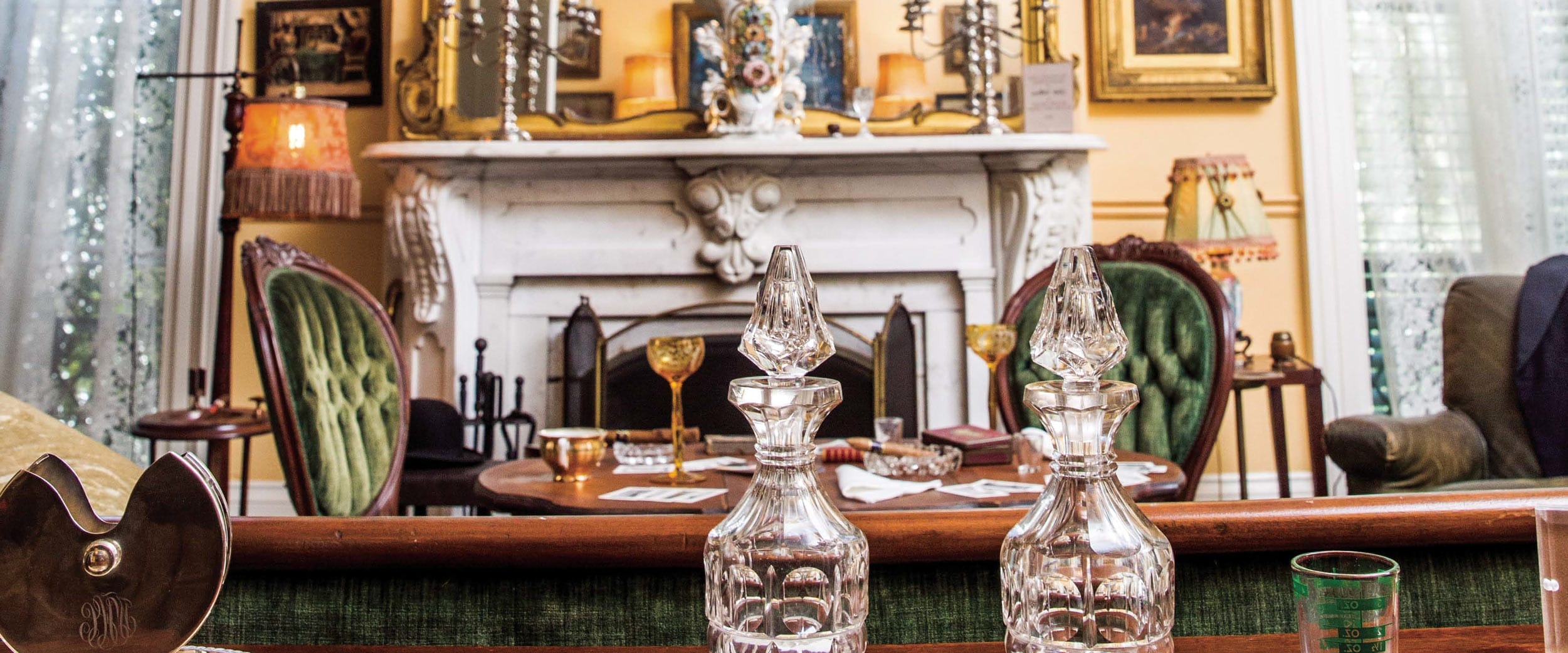 goodwood-interior-historical-glasswear Goodwood Museum and Gardens, Tallahassee FL, Tallahassee Museums, Wedding Venues in Tallahassee